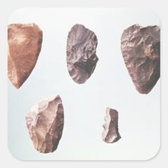 four different types of rocks are shown in this square sticker, which depicts the shape and size of each rock