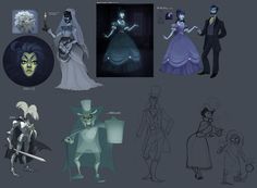 the concept art for maleficent and femaleficent characters from disney's sleeping beauty