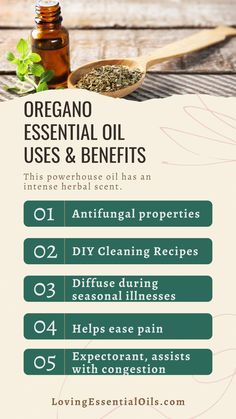 Oregano Essential Oil Recipes - Get our FREE Guide! Well known herb that has traditionally been used for digestive upset, respiratory problems, colds and flu. Oil Of Oregano Benefits, Oregano Benefits, Benefits Of Oregano, Oregano Essential Oil, Diy Essential Oil Recipes, Diy Cleaning Products Recipes, Aromatherapy Benefits, Oregano Oil, Essential Oil Benefits