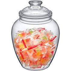 a large glass jar filled with gummy bears