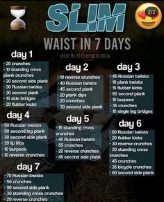 a poster with the words slim waist in 7 days