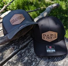 Introducing the custom Grandpa, Papa, Dad, Grandkids Snapback Hat, a perfect addition to your hat collection. This custom Richardson 112 hat features a leather patch etched with Your selection of Grandpa, Papa, etc that will be personalized even more with his grandchildren's names across it.  Crafted from high-quality materials with an adjustable snap-back design that fits most sizes comfortably. The curved bill provides protection from the sun while maintaining style. With six different colors Father's Day Brown Curved Brim Hat, Richardson Hats, Hat Custom, Hat Collection, Custom Hats, Dad Hat, Gift For Dad, Leather Patches, How To Look Classy