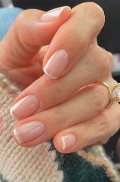 French Nail Natural, Minimal Short Nail Design, Classic Manicure Short Nails, Mani For Short Nails, Subtle French Tip Nails, Short Rounded Square Nails, Muted French Manicure, French Manicure Natural Nails, Very Short French Nails