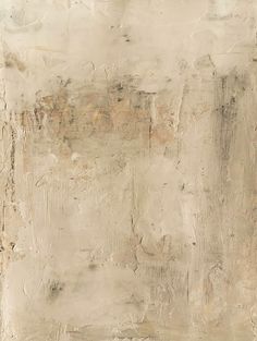 an abstract painting with white paint and brown lines on the bottom part of the wall