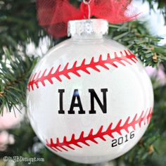 Baseball Christmas Ornament - Personalized Baseball Glitter Ornament - Baseball Ornament - ILYB Designs Baseball Ornaments Diy, Baseball Christmas Ornaments, Christmas Glitter Ornaments, Cricut Ornaments, Vinyl Ornaments, Baseball Ornaments, Glitter Ornaments Diy, Baseball Christmas, Cricut Christmas Ideas