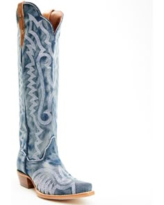 Dan Post Women's Denim Darlin' Tall Western Boots - Snip Toe Blue Cowgirl Boots, Tall Western Boots, Shyanne Boots, Tall Western Boot, Justin Boots Men, Justin Boots Womens, Boys Cowboy Boots, Kids Cowboy Boots, Danner Boots