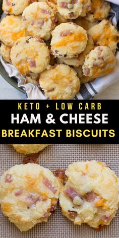 keto and low carb ham and cheese breakfast biscuits are the perfect appetizer for brunch