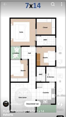 the floor plan for an apartment with four rooms