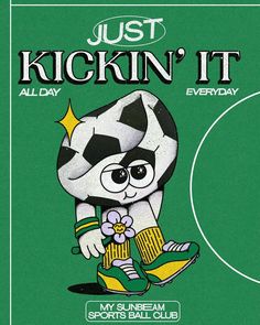 an advertisement for a soccer team featuring a cartoon character