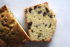 two pieces of bread sitting on top of a white counter