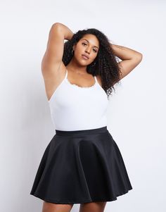 td {border: 1px solid #ccc;}br {mso-data-placement:same-cell;} Basics are always a good idea! The Curve Basic Skater Skirt is a basic, a-line skirt with a slightly cinched, elastic waist. The skirt is made from a smooth and stretchy knit material. It's a super simple piece that's easy to pair with things already in your closet. We would wear it with a knotted graphic tee and some lace-up combat boots or low heels for an edgy look that's cute for all-day wear! Model is 5'10", bust 36DD, waist 35" Skater Skirt Plus Size, Solid Stretch Flared Skirt, Stretch Full Mini Skirt With Lining, Stretch Mini Skirt With Elastic Waistband For Night Out, Solid Color Stretch Tiered Tennis Skirt, Stretch Flared Skirt With Elastic Waistband, Stretchy Pleated Full Mini Skirt, Stretch Pleated Full Mini Skirt, Stretch Flared Maxi Skirt For Night Out