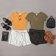 Linen Shorts Outfit Summer, Teen Summer Outfits, Linen Shorts Outfit, Beach Style Outfit, Woven Purse, Summer Outfits For Teens, Summer Shorts Outfits, Teen Summer