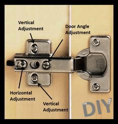 an image of the parts of a door hinge that are labeled in english and french