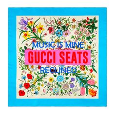 Sony Music Collaboration To Celebrate The 100th Anniversary Of The House Of Gucci And Its Focus On Music. “Music Is Mine, Gucci Seats Reclined” (Lyric From “The R” By Eric B. & Rakim 1988) Gives The Ultimate Vintage Summer Vibes, Music Festivals All Year Round! 100% Authentic, Limited Edition - Not Sold In The Us. Brand New In Box. Framed Silk Scarf, Mohair Vest, Brushed Mohair, Flora Gucci, Gucci Scarf, Flora Print, Italy Print, Bold Typography, Gucci Accessories