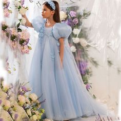 Make your little girl feel like a princess with our Dreamy Vow Sky Blue Arabic Flower Girl Dress. The delicate 3D flowers and crystal embellishments, along with a stunning cape and puffy sleeves, will make her stand out at any wedding or birthday party. Available now in charming sky blue. Dress Feathers, Yellow Evening Dresses, Silver Evening Dress, Grey Evening Dresses, Champagne Evening Dress, Gold Evening Dresses, Green Evening Dress, Girls Dress Shop, Kids Wedding