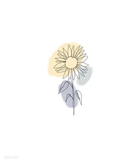 a drawing of a sunflower on a white background