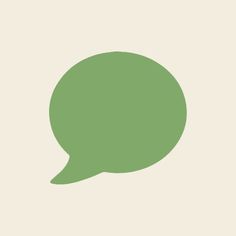 a green speech bubble on a beige background