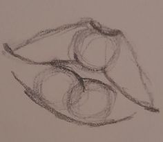 a pencil drawing of two apples on top of each other in the shape of an oatmeal