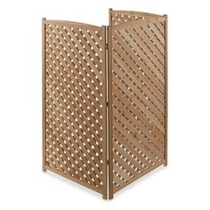 a wooden privacy screen on a white background