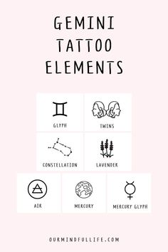 the symbols for tattoos are shown in black and white on a pink background with text that reads