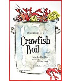 a drawing of a bucket full of crawfish boil