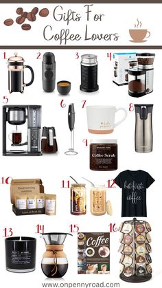 gifts for coffee lovers from onepennyroad com, including cups and mugs