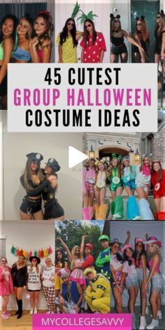 a collage of photos with the words, 45 cutest group halloween costume ideas