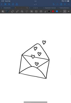 an email envelope with hearts drawn on it