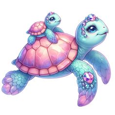 a cartoon turtle with jewels on its back