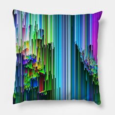 a pillow with colorful lines on the front and back side, as if it were made out of paper