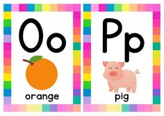 an orange and pig are in opposite letters