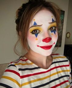 Clown Makeup Reference, Clown Costume Hair Ideas, 80s Clown Makeup, Clown Face Makeup Easy, Clown Makeup Traditional, Baby Clown Makeup, Clown Makeup Lips, Basic Clown Makeup Easy, Simple Clown Face Paint