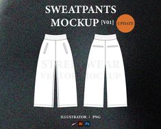 Streetwear Sweatpants vector mockup with front and back views, easy to edit and customize. This model allows designers to easily present their own designs, patterns, or logos on the Sweatpants, creating a professional and realistic presentation. Vector formats can be scaled and edited without losing quality. Whether used for fashion design, showcasing products, or creating marketing materials, this vector model serves as a versatile tool for designers to bring their ideas to life. ♡ This vector Clothing Mockup Templates, Joggers Template, Sweatpants Design Template, Cargo Pants Mockup, Streetwear Sweatpants With Elastic Side Panels, Joggers Mockup, Sweatpants Mockup, Pants Mockup, Tech Pack Template