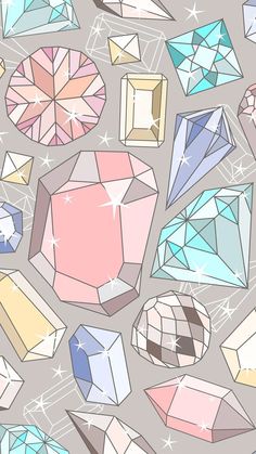 many different colored diamonds on a gray background