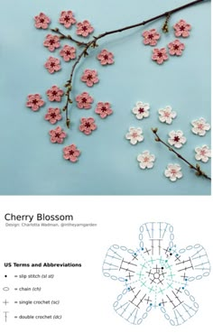 cherry blossom crochet pattern and instructions on how to make it in the usa