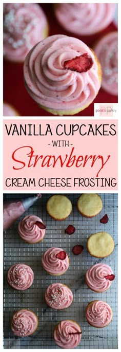 Cupcakes With Strawberry Frosting, Pantry Recipe, Strawberry Cream Cheese Frosting, Ideas Cupcakes, Vanilla Cupcake Recipe, Oreo Cupcakes, Strawberry Flavor