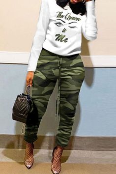 Straight Clothes, Camouflage Pants, Two Piece Pants Set, Top And Pants Set, Top Pants Set, Drawstring Pants, Two Piece Outfit, Olivia Mark