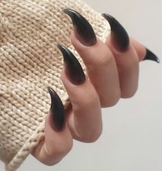 Ongles Goth, Black Halloween Nails, Black Claws, Gothic Nails, Acrylic Press On Nails