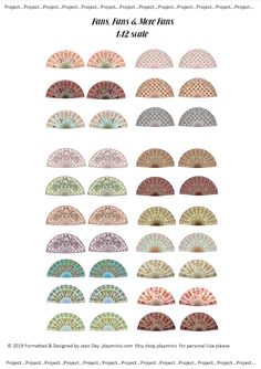 an image of fans with different colors and patterns on them, all in various sizes