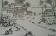 this is a drawing of a village in india