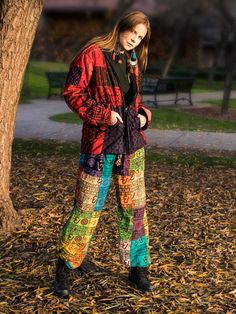 Multicolored Om Patchwork Boho Pants with Cuffed Ankles | Multicoloured | Patchwork, Vacation, Beach, Printed Hippie Fall Festival Pants, Hippie Style Fall Festival Pants, Hippie Style Cotton Pants For Fall, Multicolor Festival Pants For Fall, Cotton Harem Pants For Fall Festival, Multicolor Cotton Harem Pants For Fall, Multicolor Bohemian Harem Pants For Fall, Bohemian Multicolor Harem Pants For Fall, Bohemian Multicolor Fall Harem Pants