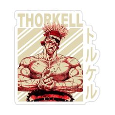 a sticker with an image of a wrestler