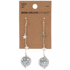 Stars & Disco Ball Earrings | Hobby Lobby | 2368793 Small Disco Ball, Disco Ball Hanging, Disco Ball Earrings, Paired Jewelry, Dazzling Earrings, Ball Earrings, Five Points, Disco Ball, Hobby Lobby