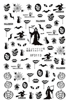 halloween stickers are shown in black and white