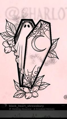 a black and white drawing of a diamond with flowers on it's side, surrounded by leaves