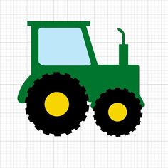 a green tractor is shown on a gridded paper sheet with yellow circles around the wheels