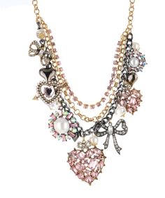 Betsey Johnson heart & bow charm necklace The Bling Ring, Betsey Johnson Necklace, Heart Clothes, Betsey Johnson Jewelry, Betsy Johnson, A Necklace, I Love Jewelry, Heart Jewelry, Bling Bling