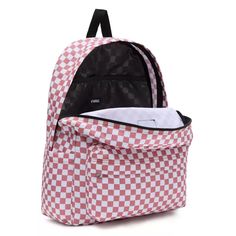 The Old Skool Check Backpack is a favorite for good reason. This classic backpack features an all-purpose, two-pocket design with an organizer in the front, a slip-in interior pocket, laptop sleeve that fits most 15'' laptops, and a side water bottle pocket. The iconic checkerboard pattern and heritage details like the woven logo label bring added branding to this iconic design.Our team has set ambitious sustainability goals. Big or small, all of our efforts add up to positive change. To earn th White Vans Bags, Vans Functional Backpack For Back To School, Functional Vans Backpack, Casual Vans Backpack For Everyday Use, Functional Vans Backpack For Back To School, Vans Backpack For Everyday Use, Vans Bags For Back To School, Vans Bags For Students Back To School, Vans Functional Travel Backpack