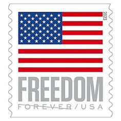 a stamp with an american flag and the words, freedom forever / usa on it