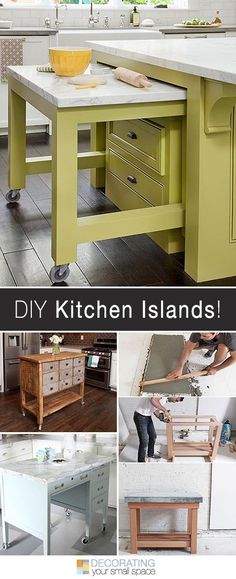 kitchen island made out of wood and metal